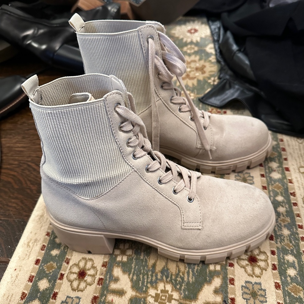Steve Madden Suede Ivory Combat Boots